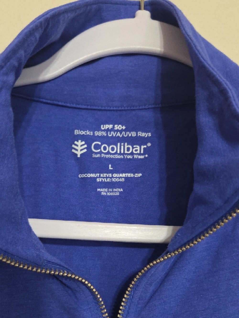 Coolibar Royal Blue Quarter-Zip Sun Shirt - Picture 2 of 9